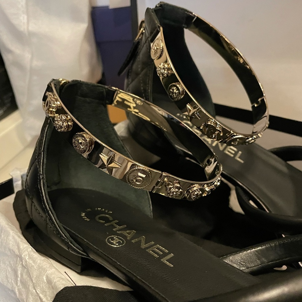 Stunning bangle Chanel Sandals Sz 39 $2150*RARE*